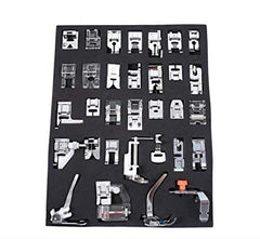 Imported 32 Sewing Machine Presser Foot Kit fit for Brother Singer Janome (Silver)