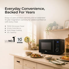 Midea 28 L Convection Microwave oven with Air Fry & Grill (MMOP03XA-ECSEBK) | 326 Auto cook menu | 900W | Child Lock