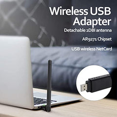 Gugxiom Ar9271 Usb Wireless Wifi Adapter With 2Dbi External Antenna,For Desktop Kali Linux Ubuntu Windows Xp 7 8 10 Ros,Black