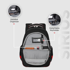 HARISSONS Sirius Travel Laptop Backpack | 45L | Fits 15.6” Laptop | Heavy-Duty Build | USB & Audio Port, Multi-Level Organizer, Trolley Sleeve | Work, Travel & College (black)