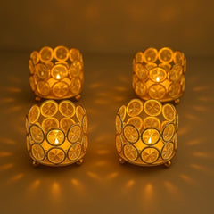 CentraLit Tealight Candle Holder Votives Bowl Iron Artware for Home Decoration, Christams Diya Diwali Decoration Lights Centerpieces for Wedding Home Party Table Decor (Gold (Pack of 10))