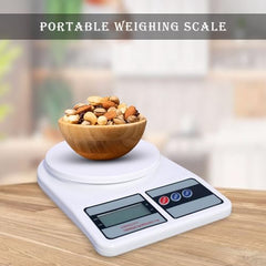GLUN® SF-400 Digital Kitchen Weighing Scale, 10 Kg Capacity, LCD Display Food Scale for Cooking, Baking, Meal Prep & Kitchen Use, White