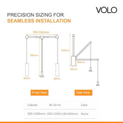 VOLO Pull Out Ironing Board | Retractable 180 Degree Swivel Foldable Ironing Station | Slide-Out Wardrobe Iron Board with Heat Resistant Cover | Space Saving Closet Organizer | Grey