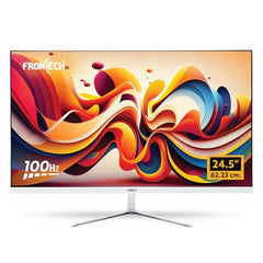 FRONTECH Ultima Series 24 Inch Curved LED Monitor, Refresh Rate 100Hz, 3500R Curve, Full HD 1080p, Built in Speaker, Bezel Less Design, HDMI & VGA Ports, 3 Years Warranty (MON-0088, White)