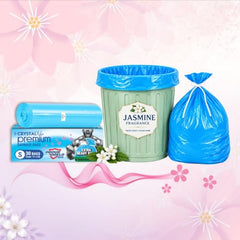 Crystal Scented Garbage Bags Black, Medium 19x22 Inches, 120 Bags | Jasmine Scented, 30 Pcs/Roll x 4, Tie-String, Wet & Dry Waste