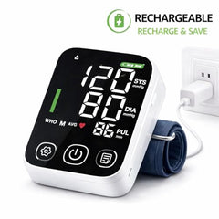 D MEDICARE® Rechargeable Blood Pressure Monitor for Home Use, Automatic Digital BP Machine with Large LED Display, USB Charging, Accurate Upper Arm BP Monitor (DMBP01-01)
