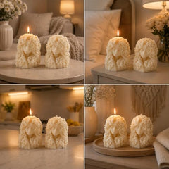 Decorative Fragrance Candle with Raised 3D Ivory Swirl Pillar Artwork | Long Burning Scented Candle for Home Décor, Living Room, Bedroom, Meditation Space, Table Decoration & Gift
