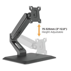 Jin Office Height Adjustable Monitor Stand Mount | Supports 13-32" Screens| 9KG Weight Capacity | Metal Black Powder Coated Single Monitors Arm Stand| Articulating Tilt and Swivel Display Desk Mount