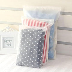 OSDUE Polyethylene Frosted Zipper Bags 30x35cm Pack of 10 – Transparent LDPE Zip Lock Storage Bags for Clothes, Shoes, Cosmetics, Jewellery, Toiletries & Travel