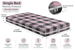 Cotton Mattress Protector Cover with Zip || Single Size (72x36x2) Inch 300TC gadda Cover 6X3 Feet (Gray)