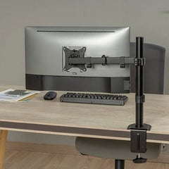Jin Office Height Adjustable Monitor Stand Mount | Supports 13-32" Screens| 9KG Weight Capacity | Metal Black Powder Coated Single Monitors Arm Stand| Articulating Tilt and Swivel Display Desk Mount