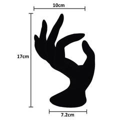 SYGA Hand Shape Ring Holder Jewelry Display Polyresin Mannequin Shaped Jewelry Stand Bracelet Holder for Home, Retail Stores, Jewelry Retailers - Glossy Black Velvet