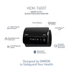 Omron Smart Elite+ HEM 7600T Tubeless 360° Accurate Arm Digital Blood Pressure Monitor With Intellisense Technology & Intelli Wrap Cuff With Bluetooth Connectivity to Store Historic Measurements