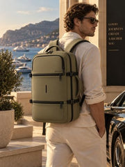 Wesley Luxur 45 Ltrs Overnighter Expandable Travel Laptop Backpack, Flight Cabin Approved Carry On with 16 inch Laptop Compartment, Anti Theft feature business/Travel/Weekender/college Charcoal Black