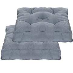 Kuber Industries Pack of 2 Square Chair Pad/Cushion|Quilted Microfiber Fabric & Solid Color|Soft & Comfortable Sitting|Size 45 x 45 x 7 CM (Grey)