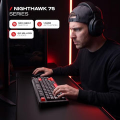 CYBEART Nighthawk 75 Wireless Mechanical Keyboard, 81 Keys with Multimedia Knob, Tri-Mode Bluetooth 5.1/2.4GHz/Wired, Hot-Swappable, RGB Backlit, Linear Switches, PBT Keycaps, 4000mAh Battery