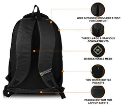 Half Moon Valex Unisex School Bag for Boys Girls | 15.6 inch Laptop Bags for Men Office use | College Bag for Girls Boys | Backpack Bagpacker for Man Women | Black School Bag with Small Pockets Inside