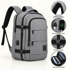 Impulse CommuterElite 40L Unisex Water Resistant Travel Laptop Backpack with USB Charging Port/Office Bag/School Bag/College Bag/Business Bag Fits Up to 16 Inch Laptop (Grey)