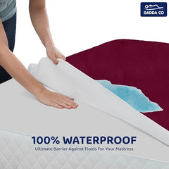 GADDA CO 100% Waterproof Premium Cotton Feel Mattress Protector King Size 78x72 Inch|Ultra Soft Breathable & Fitted Bed Protector Terry Cover Double Bed (6.5x6 feet, Fits 10 Inches, Grey)