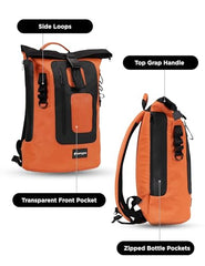 CarryPro MOJO V2.0-20L Everyday Laptop Backpack, Fits Up to 15.6 Inch Roll Top Laptop Bag for Office, College & Travel, Water Resistant Fabric, Ultra Lightweight Bag, 1 Year Warranty - Hot Orange