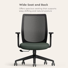 Interio by Godrej Curv Premium Mesh Wide Back Ergonomic Chair | Work from Home/Study Chair | 1-Year Warranty | Height Adjustable Chair | Heavy Duty PP Base | DIY Installation, Black