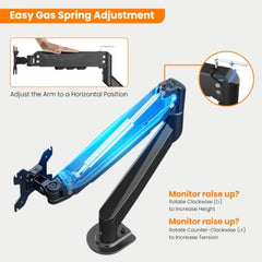 Dyazo Single Monitor Desk Mount Stand | Height Adjustable Fully Articulating Arm for 13–32 Inch Screens | VESA 75×75/100×100 Compatible | Tilt & Rotate Monitor Holder with C-Clamp/Grommet Base (Black)