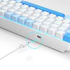 MageGee Portable 60% Mechanical Gaming Keyboard, MK-Box LED Backlit Compact 68 Keys Mini Wired Office Keyboard with Blue Switch for Windows Laptop PC Mac - Blue/White