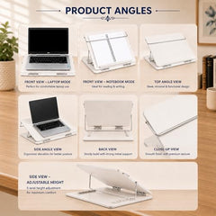 Premium Foldable Laptop Table with Adjustable Angle for Home, Study & Office Use (White, 15x21, Wooden)
