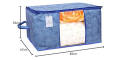 Kuber Industries Non-Woven Underbed Storage Bag | Clothes Storage Organizer | Blanket Cover With Clear Window | Zipper Closure & Handle Cloth Organizer | Check-Design | Large | Pack Of 4 | Cream