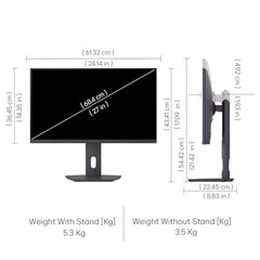LG 27G610A 68.4 cm (27 Inch) Ultragear QHD (2560x1440) IPS Gaming Monitor, 1ms (GtG), 200Hz, sRGB 99%(Typ.), Anti-Glare, HDR10, AMD FreeSync™, DP, HDMI X 2, Tilt/Swivel/Height/Pivot Adjustable(Black)