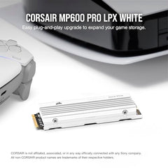 Corsair MP600 PRO LPX 2TB M.2 NVMe PCIe x4 Gen4 SSD - Optimized for PS5 (Up to 7,100MB/sec Sequential Read & 5,800MB/sec Sequential Write Speeds, High-Speed Interface, Compact Form Factor) White