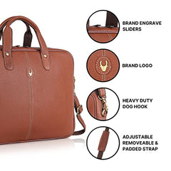 WildHorn Genuine Leather Office Bag for Men | 15.6-Inch Laptop Bag with a Minimalist Design | Professional Leather Bag with Adjustable Straps & Multiple Compartments | 1-Year Warranty