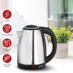 Lifelong Electric Kettle 1.5 litre | 1500W Stainless Steel Kettle with Double Wall & Cool Touch Body | Multipurpose Electric Kettle | 360° Swivel Base, Auto Shut Off & Overheat Protection (Black)