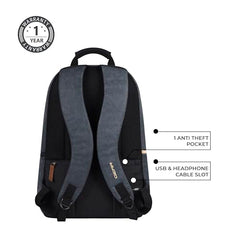 Gear Classic Anti Theft Faux Leather 14 cms Black Laptop Backpack (LBPCLSLTH0101)