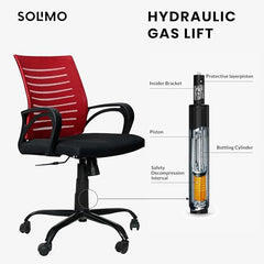 Amazon Brand - Solimo Worklo Mid Back Office Chair for Work from Home | Study | Revolving | Computer (Heavy Duty Powder Coated Metal Base, Stylish Black Mesh)