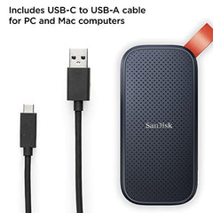 SANDISK 1TB Portable SSD, 800MB/s R, USB 3.2 Gen 2, Rugged SSD with Upto 2 Meter Drop Protection, Type-C to Type-A Cable, PC & Mac Compatible, 3 Y Warranty, External SSD (SDSSDE30-1T00-G26)