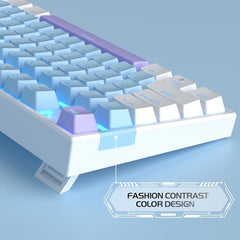 MageGee 75% Mechanical Gaming Keyboard with Brown Switch, LED White Backlit Keyboard, 87 Keys Compact TKL Wired Computer Keyboard for Windows Laptop PC Gamer - Retro Grey/White