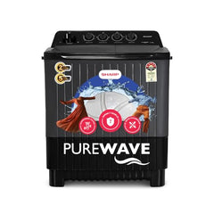SHARP 9.0 kg, 5 star, Semi-Automatic Top Loading Washing Machine with HydroBlast Wash, Quadroniq Pulsator, 1300 RPM (ES-SD90NB-PR, Ruby Red, Pure Wave)