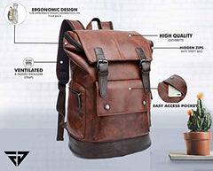 FUR JADEN Vegan Leather Anti Theft Design Casual Laptop Backpack with 15.6 Inch Laptop Pocket