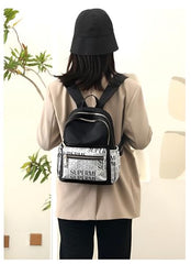 JUBLYN Ethnic Style Waterproof Oxford Backpack - Ladies Fashion Travel Canvas Large Capacity Nylon Student School Laptop Bag, Girls Printing Backpack (Human Black)