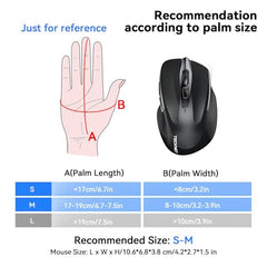 TECKNET Wireless Mouse, BT 5.0/2.4G, Rechargeable 6-DPI Silent, Grey