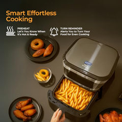KENT Digital Air Fryer 5L | 1400W | Bake, Grill & Roast | Up to 80% Less Oil Usage | 8 Preset Menu | Rapid Heat Circulation | Digital Display & Touch Control Panel | Glass Window with in built Light