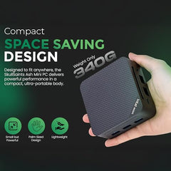 SKULLSAINTS Ash Mini PC – 13th Gen Twin Lake N150, 16GB LPDDR5, Triple Display (HDMI/DP), M.2 NVMe, WiFi 5, Bluetooth 5.2, USB 3.2, Ultra-Compact (13th Gen N150, 512, GB, Windows 11 Pro, 16, GB)