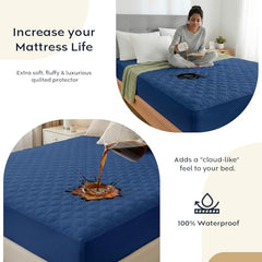 Ayka 100% Waterproof King Size 78x72 inch Cotton Quilted Mattress Protector Breathable Hypoallergenic Noiseless Ultra Soft Elastic Fitted Bed Protector Mattress/Bed Cover (Grey, King (78 * 72”))