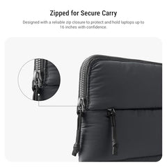 DailyObjects Large Stria Portable Laptop Sleeve | Durable Polyester |Compatible with Laptop/MacBook Air/Pro Upto 16 Inch |Lightweight Water Resistant Fabric |Padded Compartment with Zip Closure- Grey