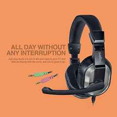 FINGERS S10 Wired On-Ear Headphone with Adjustable Mic - 40 mm Powerful Drivers & Inline Volume Control (Black)