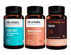 hk vitals Omega 3, 60 Fish Oil Capsules + Multivitamin, 60 Tablets | 1000mg Omega 3 with 180mg EPA and 120mg DHA | For Brain, Heart, and Joints Health