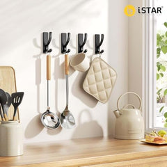 iSTAR Self Adhesive Wall Hook Heavy Duty Metal Stick-On Door Hanger Hook for Hanging Towel, Purse, Robe, Backpack, Jacket, Clothes, Bags - Wall Hooks Set for Bathroom & Kitchen (Pack of 4) (Rose Gold)