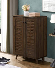 DeckUp Amari Engineered Wood 2-Door Shoe Rack (Walnut, Matte Finish)