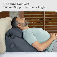 Orthowala Premium Adjustable Bed Wedge Pillow with Headrest – Memory Foam Support for Acid Reflux, Snoring, Back & Leg Pain – 2 Years Warranty